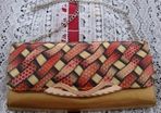 Ladies Golden With Multicolored Geometric Pattern Evening Bag Wallet