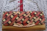 Ladies Golden With Multicolored Geometric Pattern Evening Bag Wallet