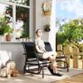 Outdoor Glider Bench, Patio 2 Seater Swing Gliding Loveseat w/ Power-Coated Steel Frame, Mesh Seat and Armrests, for Backyard Garden Porch, Black Image 2