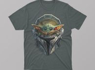 main image for ad Baby yoda star wars in mandalorian mask t-shirt for adults and kids