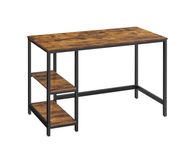 main image for ad Desk Computer Desk PC Desk Office Table with 2 Shelves on Right or Left Side for Office Living Room Steel Frame Industrial Design Vintage Brown/Black