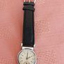 very old manual Foreign watch. Leather strap. Working. Beautiful 15 Jewels manual wind movement Swiss made . Image 5
