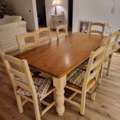 Solid Oak Kitchen Table and 8 Chairs