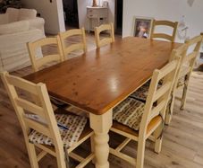 Solid Oak Kitchen Table and 8 Chairs