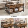 Lift Top Coffee Table with Hidden Storage and Shelves Rustic Brown and Black Image 5