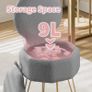 Plush Flannel Vanity Stool with Bowknot Backrest & Storage, Foldable Back Makeup Chair with Cushioned Seat & Metal Legs, Soft Dressing Table Stool for Bedroom, Home Decor, Grey Image 3