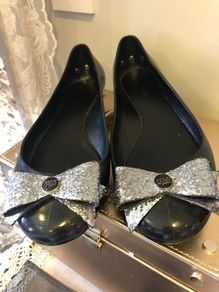Ted Baker black flat shoes with glitter bow