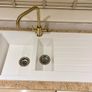 Kitchen Sink white composite & brass mixer tap Image 2