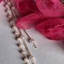 Fuchsia Pink Clip On Tassel Chain Crystal & Pearl Earrings Image 10