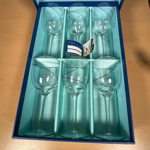 Avoca Blue Collection - Wine Glasses - Set Of 6 - Brand New in Box