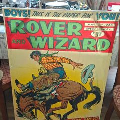 Very Large Oversized Canvas Picture featuring The Broncho Bustin Texas Ranger the front cover of the vintage British story paper The Rover and Wizard from May 2, 1964, highlighting "The Broncho Bustin' Texas Ranger, Collection Only