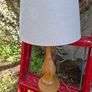 Vintage Wood Lamp and Shade Image 3