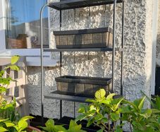 Ikea Lacko metal shelving unit and 4 x window boxes planters