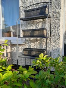 Ikea Lacko metal shelving unit and 4 x window boxes planters