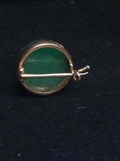 Antique Imperial Russian 14ct Gold Jade Brooch Moscow c.1890 1896 6g