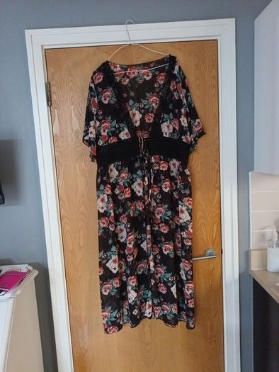Shein Sheer Pattern  Kimono/Beechwear/Coat  S 3XL  -18.