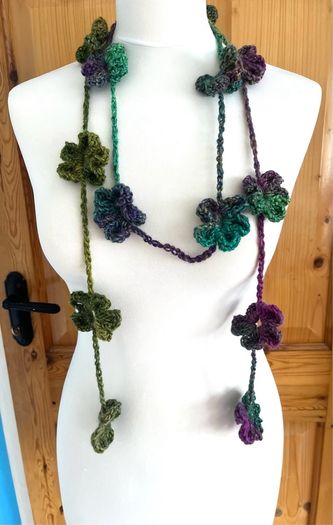 crochet flower scarf lariat