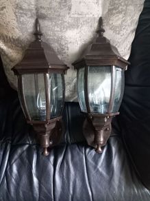 2x outdoor bronze lanterns