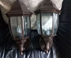 2x outdoor bronze lanterns
