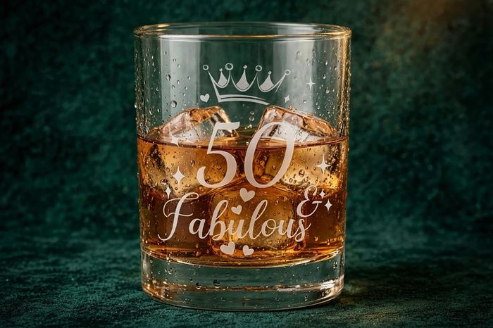 50 & Fabulous Laser-Engraved Whiskey Tumbler