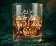 50 & Fabulous Laser-Engraved Whiskey Tumbler