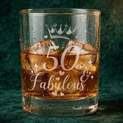 50 & Fabulous Laser-Engraved Whiskey Tumbler