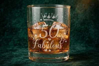 50 & Fabulous Laser-Engraved Whiskey Tumbler