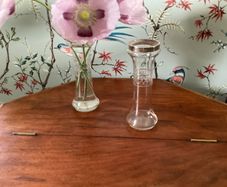 Antique Pair Edwardian Sterling Silver Mounted Cut Glass Bud Vases J&WD c.1900