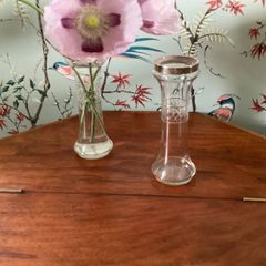 Antique Pair Edwardian Sterling Silver Mounted Cut Glass Bud Vases J&WD c.1900