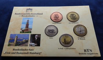 St Pauli Hamburg Set of 5 x 2 euro type pattern coins
