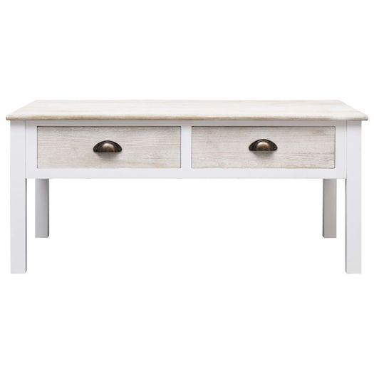 Coffee Table White and Natural 100x50x45 cm Wood