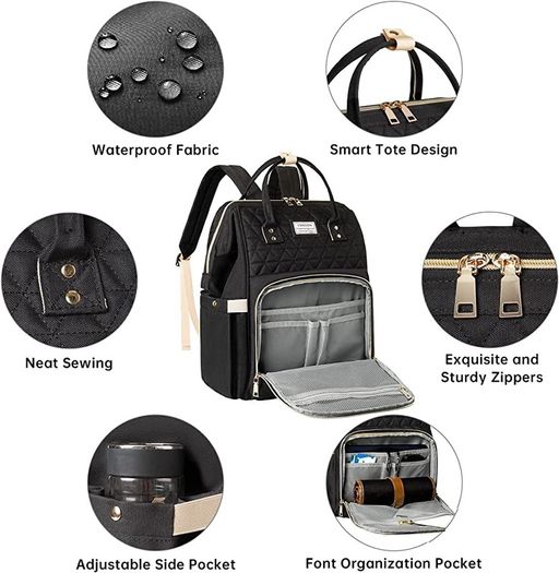 Laptop Backpack for Women,15.6 Inch Stylish Laptop Rucksack Wide Open, College School Backpack with USB Charging Port, Water Resistant Travel Business Work Bag Computer Bookbag for Men, Black (FREE POSTAGE)