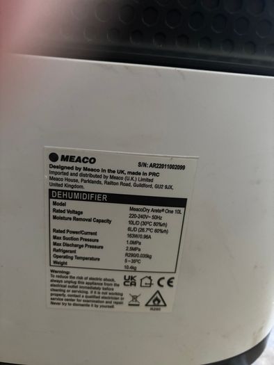 MEACO  Arete One 10L Dehumidifier & Air Purifier