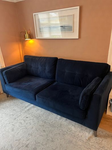 3-Seater Navy Velvet Sofa