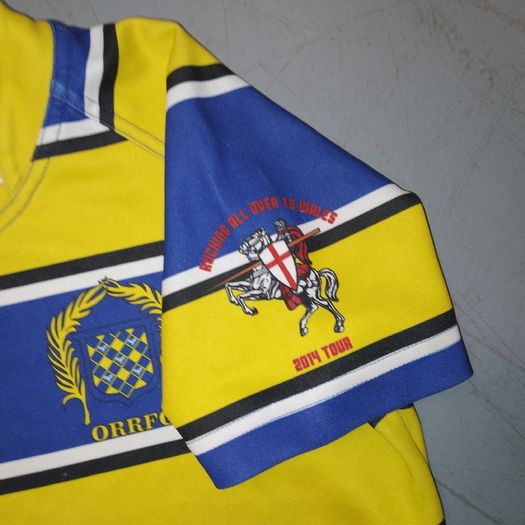 Old Ruts FC (S) Player Issue Rugby Jersey  Raging Bull Shirt  Yellow Blue Small