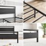 King Size Bed Frame with Wood Headboard,Heavy Duty Metal Platform Bed Image 3