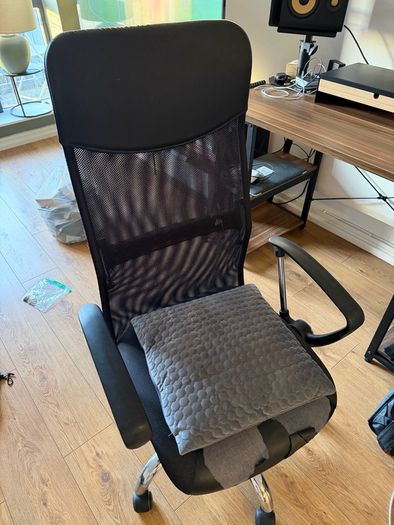 Office desk + office chair + monitor stand