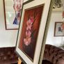 Vintage Peonies Floral Original Acrylic Painting In Ornate Frame Image 6
