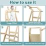 Foldable Learning Tower with 3 Adjustable Heights & Safety Rails Wooden Image 4