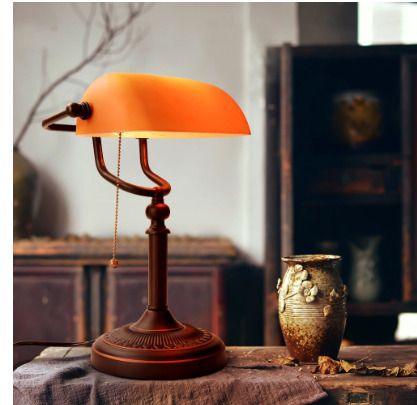 BRAND NEW Retro vintage frosted amber glass shade decor table lamp