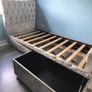 Light grey crushed velvet Chesterfield single bed +Ottoman set Image 2