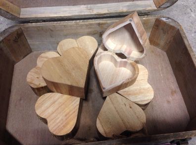 Heart shaped wooden boxes