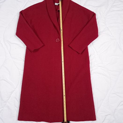 Carolyn Donnelly Cherry Red Shawl Collar 100% Wool Long Coat Overcoat 10UK/38EU