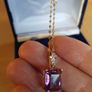 10 ct gold Amethyst and Diamonds pendant Image 2