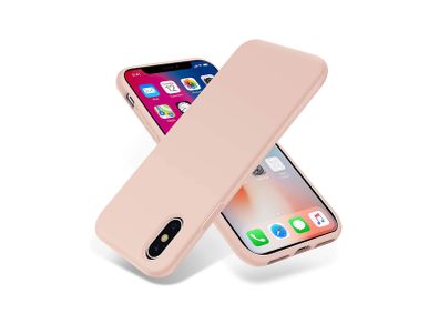 Liquid Silicone Case For iPhone X / XS Luxury Thin Soft Phone Cover New Pink Sand - FHT3IPXLK