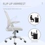 Mesh Office Chair, Computer Desk Chair with Flip-up Armrests, Lumbar Back Support and Swivel Wheels, White Image 6