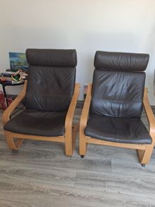 Armchair - POANG dark Brown Leather