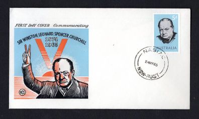 1965 Australia The Death of Winston Spencer Churchill Commemorative Stamp First Day Cover (FDC)