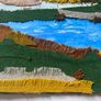 Vintage Upcycled Mixed-Media Textile & Painted Landscape Art unframed Image 3