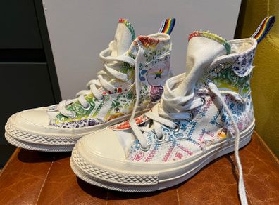 Converse multi-colour hi-top trainers